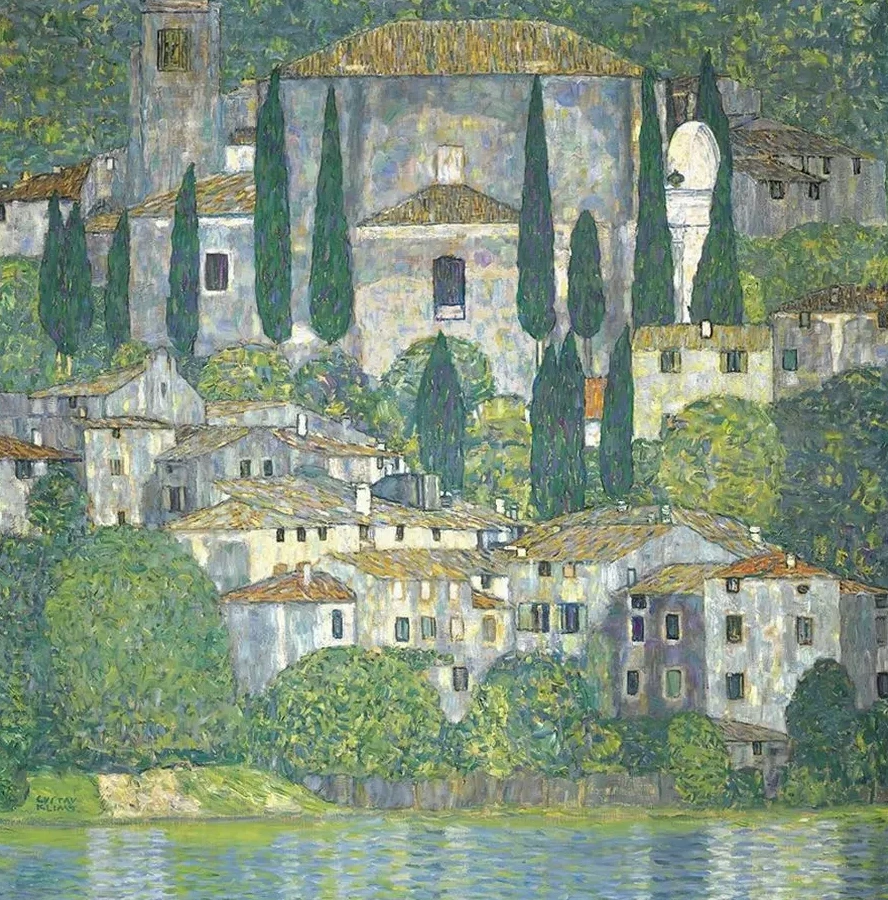 Church In Cassone Landscape With Cypresses