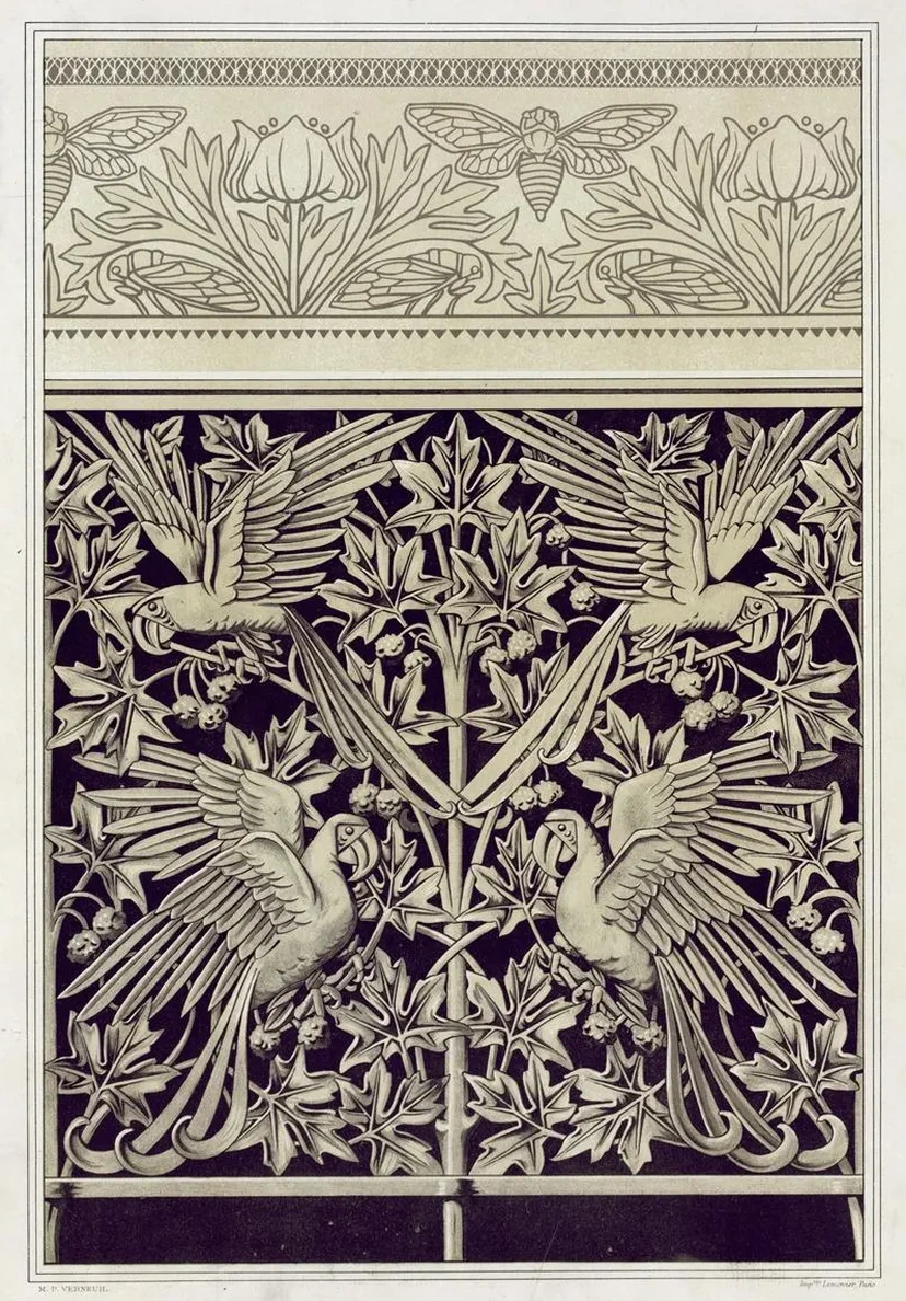 Cigales et an Mones, Bordure de Napperon. Aras et Platane, Fonte