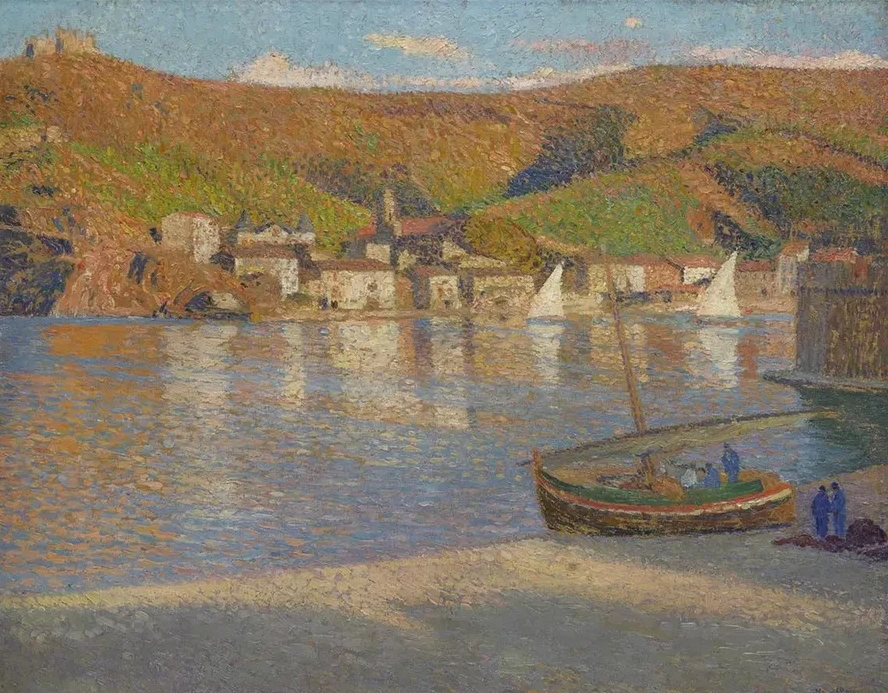 Cinq P Cheurs et Leur Barque Chou E Sur la Gr Ve Collioure