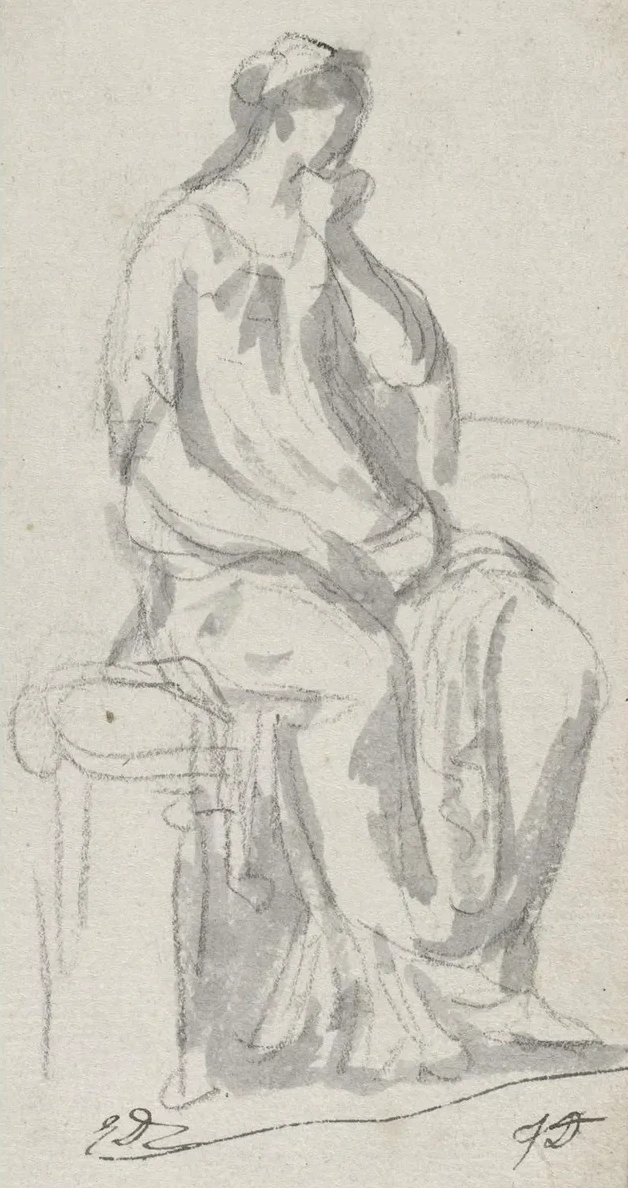 Classical Sculpture of a Pensive Woman