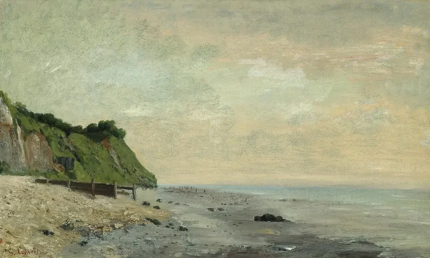 Cliffs on the Sea Coast Small Beach, Sunrise (falaise Au Bord de la Mer, Vu Petite Plage, Soleil Levant)