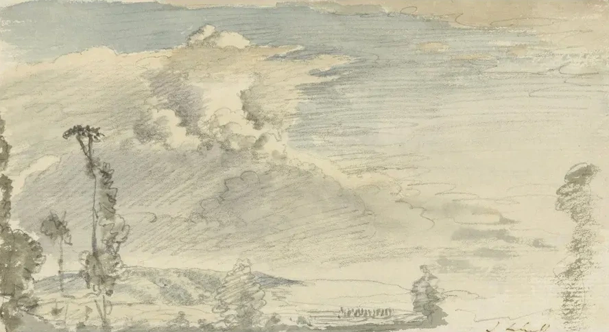 Cloudy Sky Over a Hilly Landscape