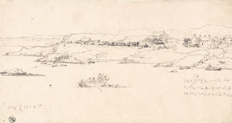 Coastal Village with Fishing Boats