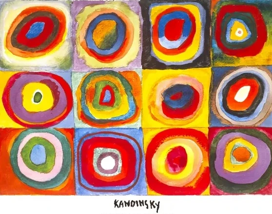 Color Study - Squares with Concentric Circles