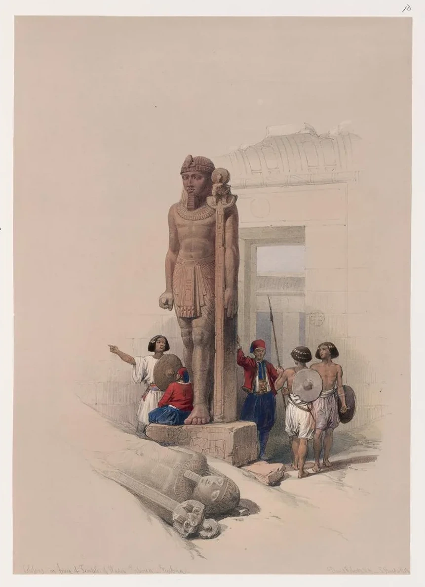 Colossus in front of Temple of Wady Saboua Wadi al - Sabua, Nubia