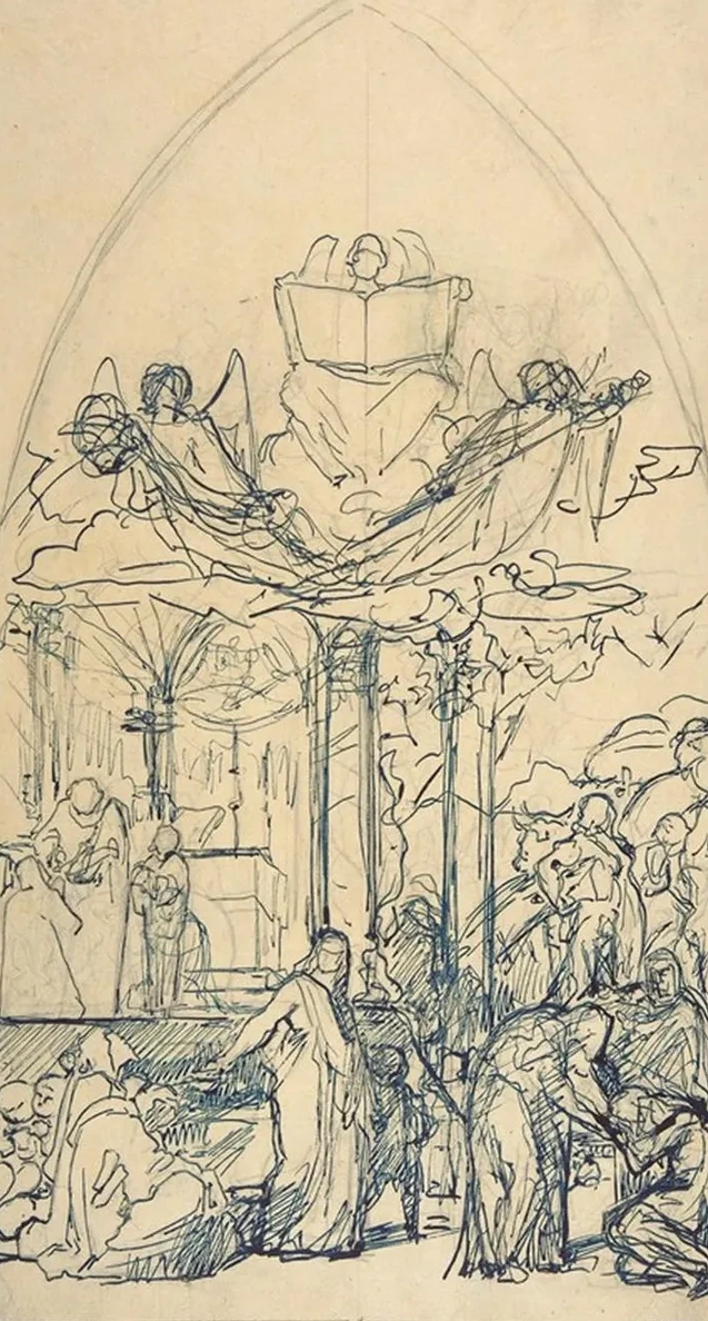Composition Study with Figures Distributing Bread