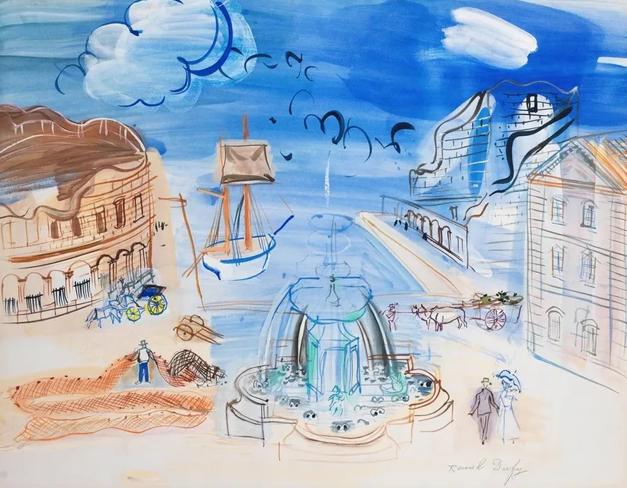 Composition Au Port et la Fontaine