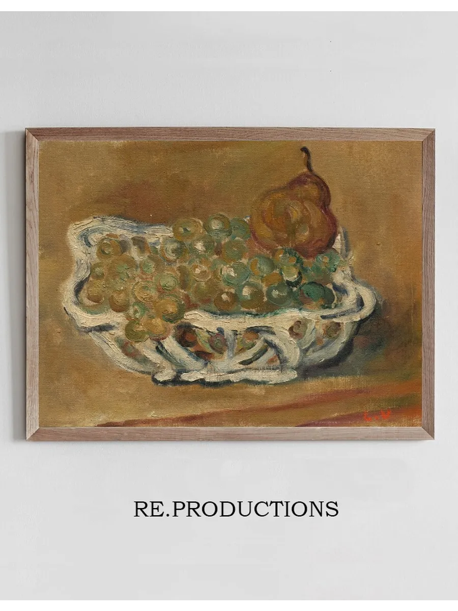Corbeille En Porcelaine Aux Raisins et la Poire