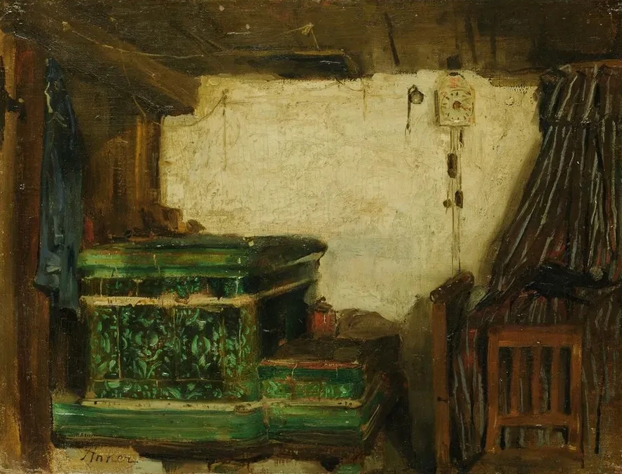 Corner Of A Room With Tiled Stove