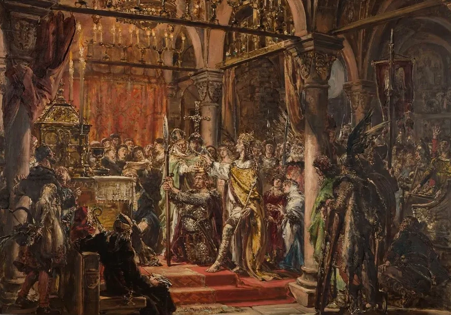Coronation of the First King, 1001 AD, from the Series History of Civilization in Poland