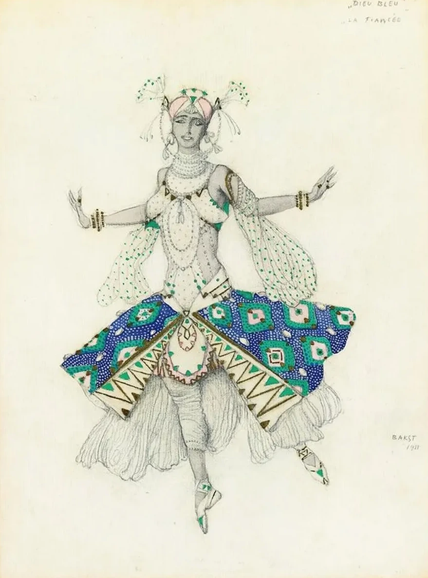 Costume Design For Tamara Karsavina AsLa Fianc eIn Le Dieu Bleu