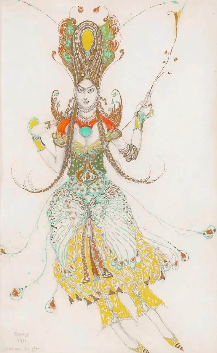 Costume design for Tamara Karsavina as L Oiseau de Feu