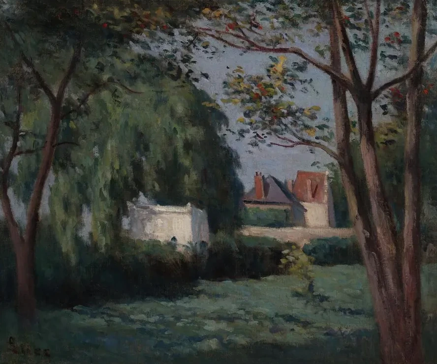 Country Scene with Three Houses andTrees