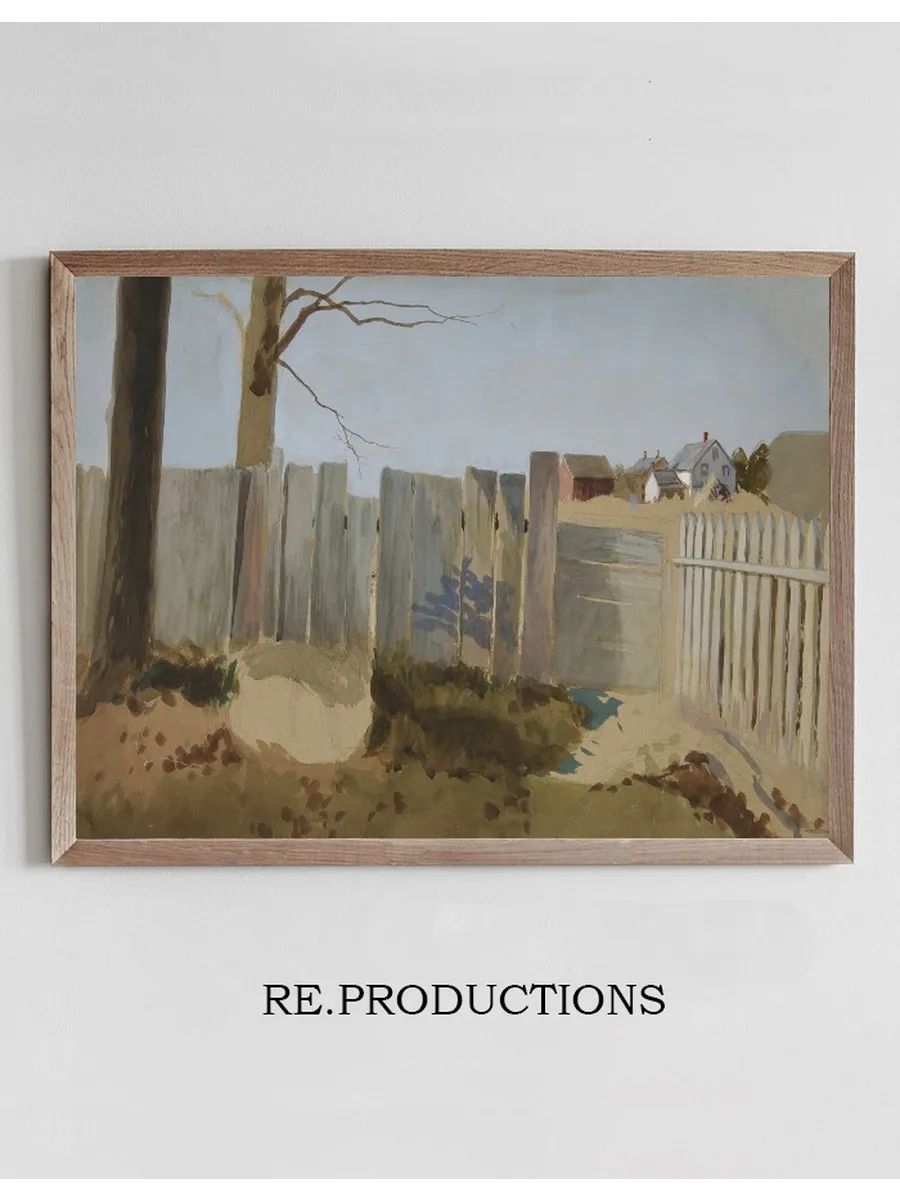 Country Scene Fence, Field, Farmhouse Indistance