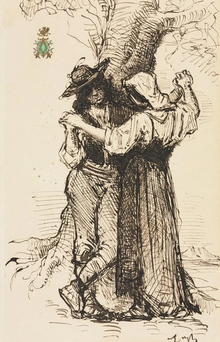 Couple Courting by a Tree