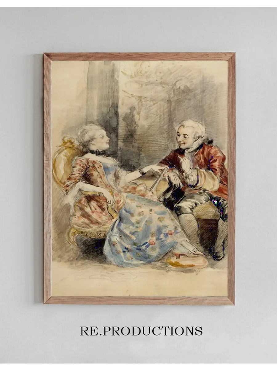 Couple Having a Conversation, Rococo Attire