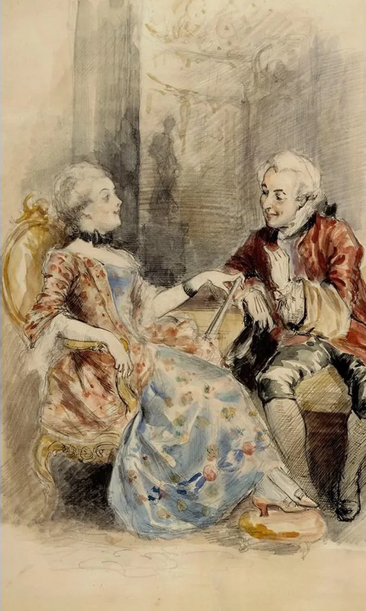 Couple Having a Conversation, Rococo Attire