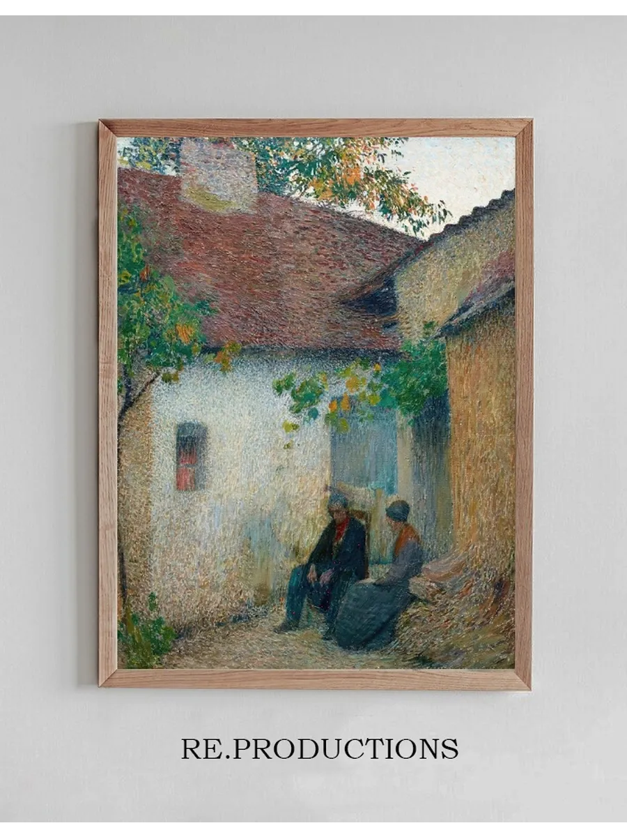Couple En Conversation Devant la Ferme