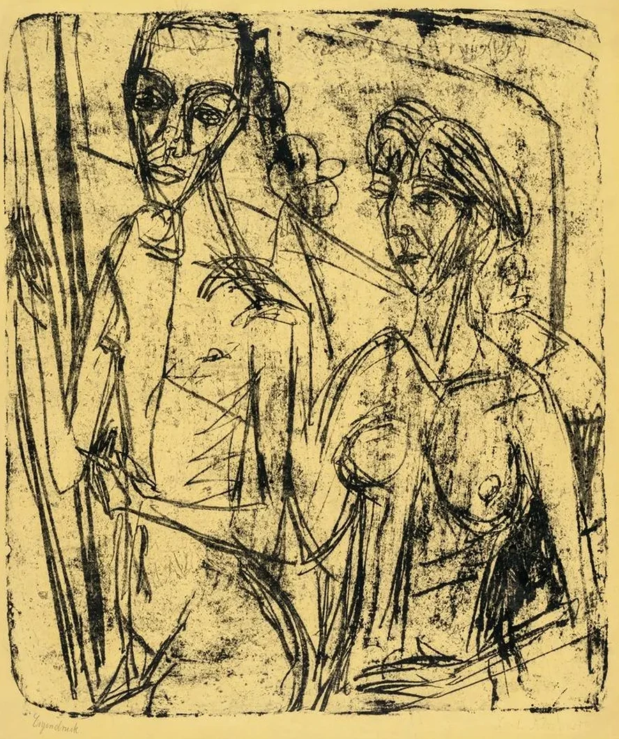 Couple in Room, Nude Man with Woman