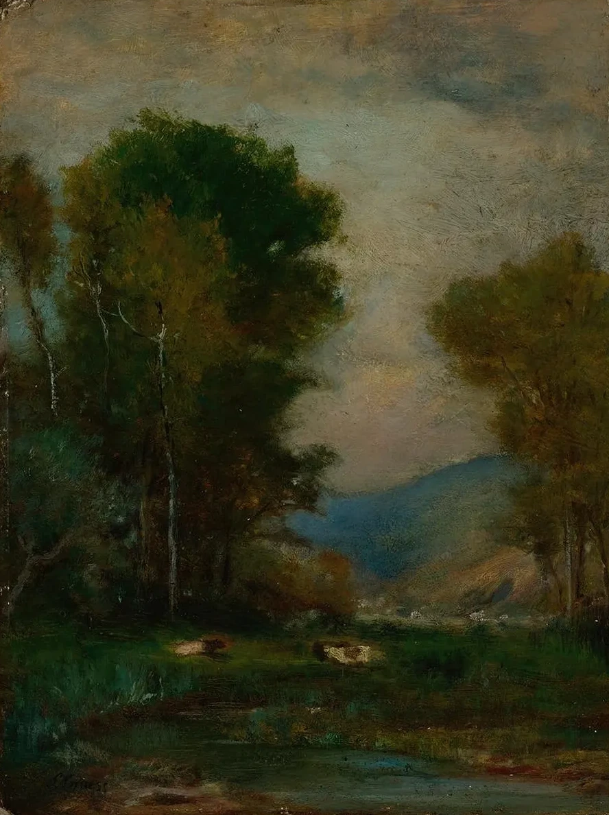 Cows By A Stream