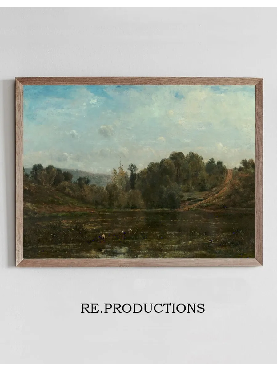 Cranes Watering at the Edge of a Pond