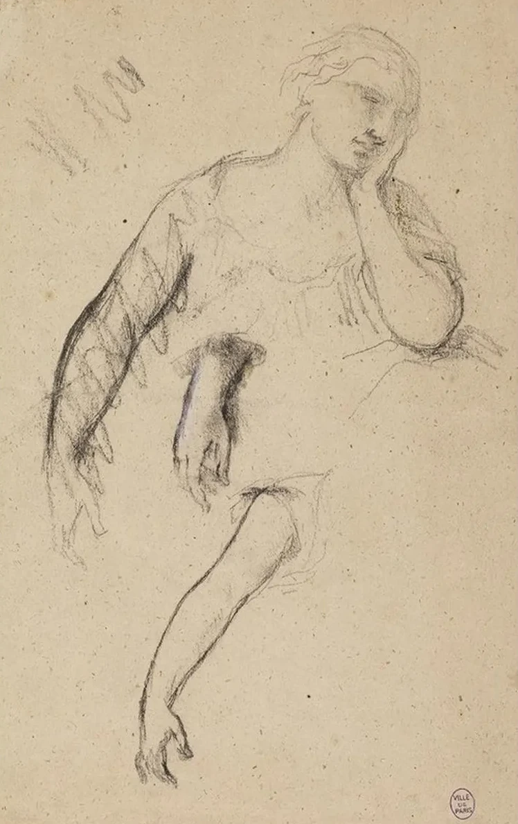 Croquis de Buste de Femme et Deux Croquis de Main et de Bras