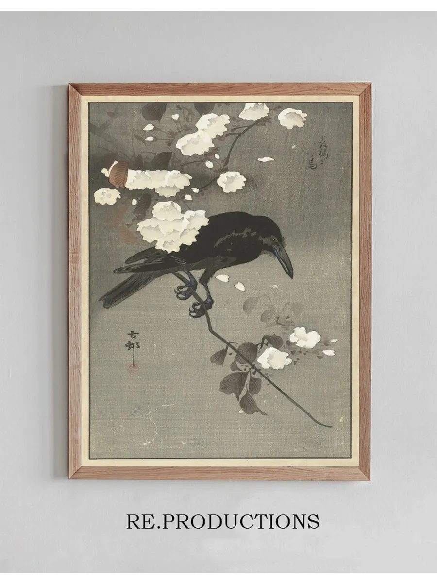 Crow with Cherry Blossom