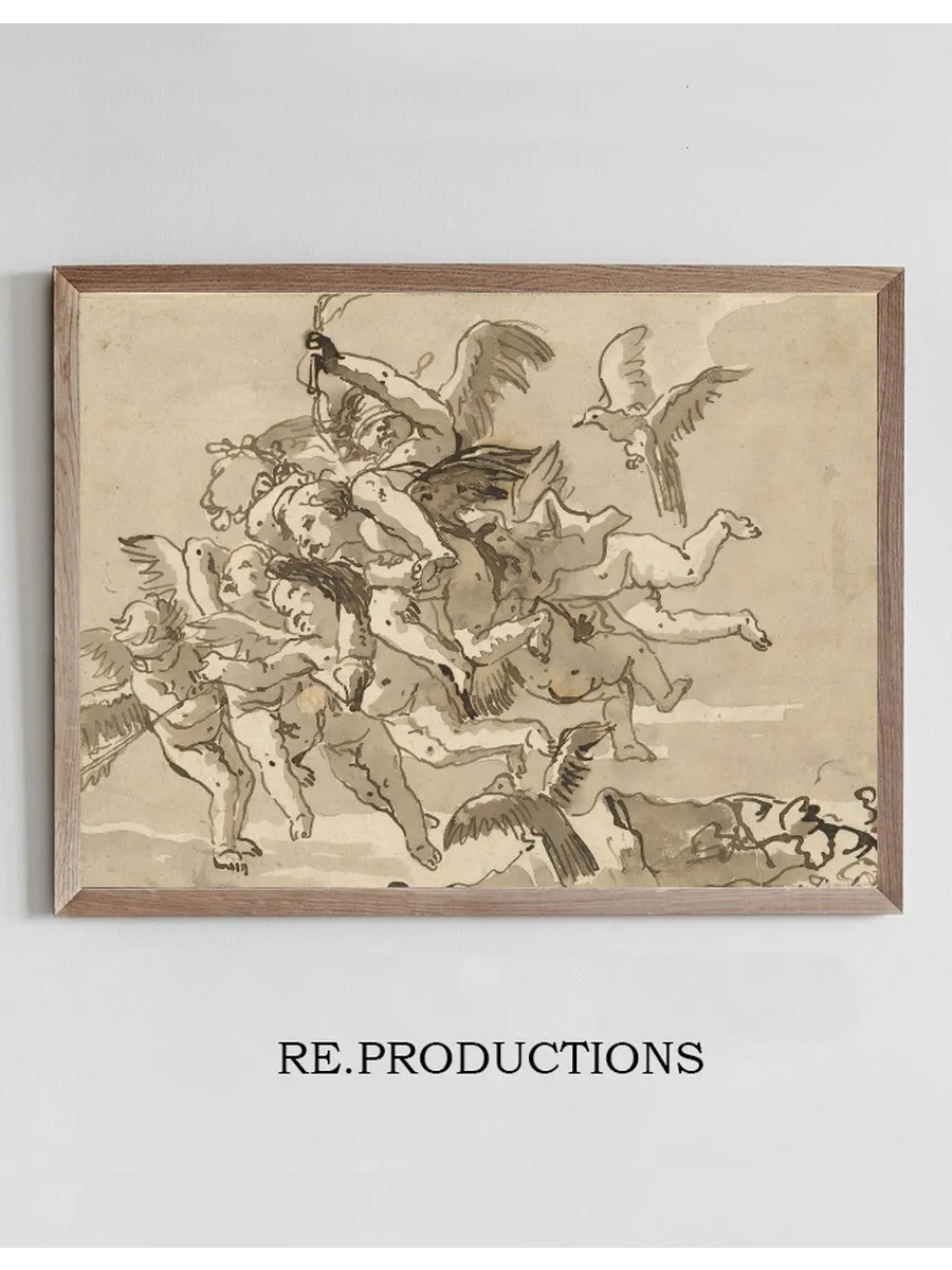 Cupid Blindfolded, Carried Through the Sky by Seven Winged Putti