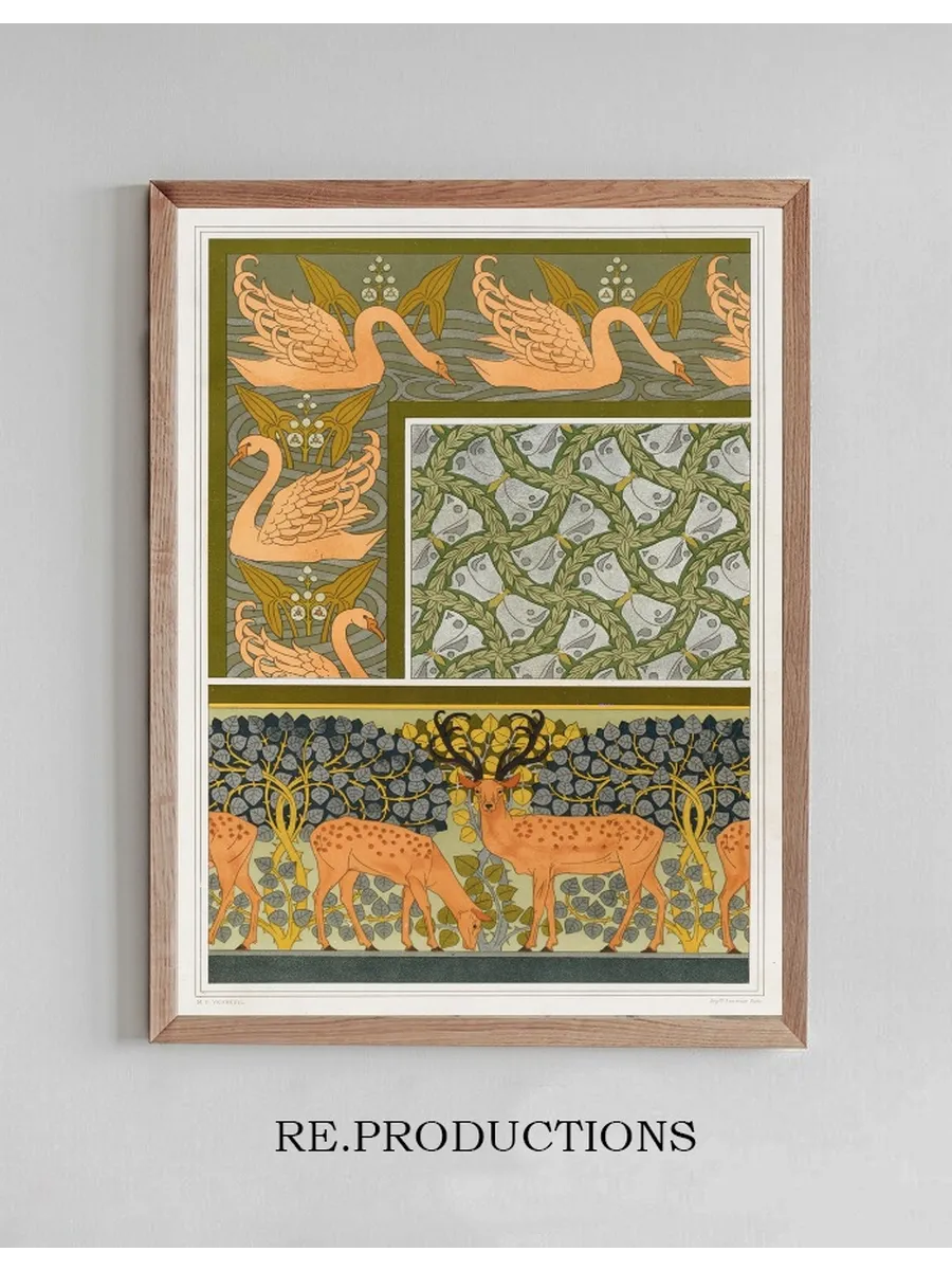 Cygnes et Sagittaire, Bordure. Pappillons et Feuillages, Toffe. Cerfs et Biches, Frise