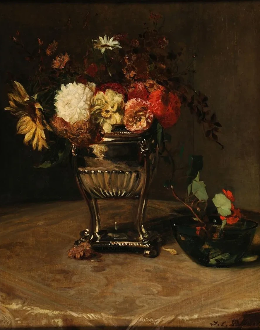 Dahlias et Capucines L Urne D Argent