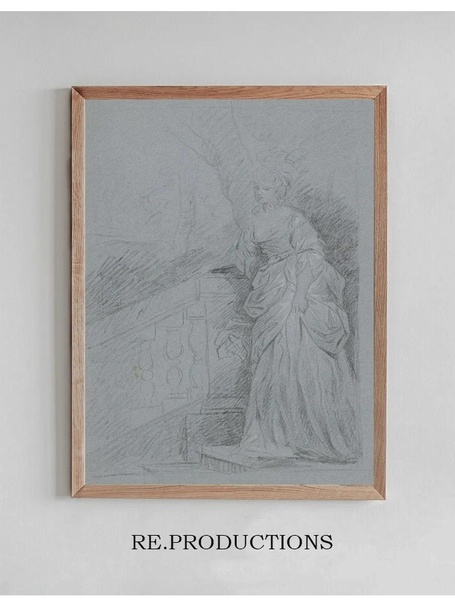 Dame in Ganzer Figur Auf Einer Freitreppe