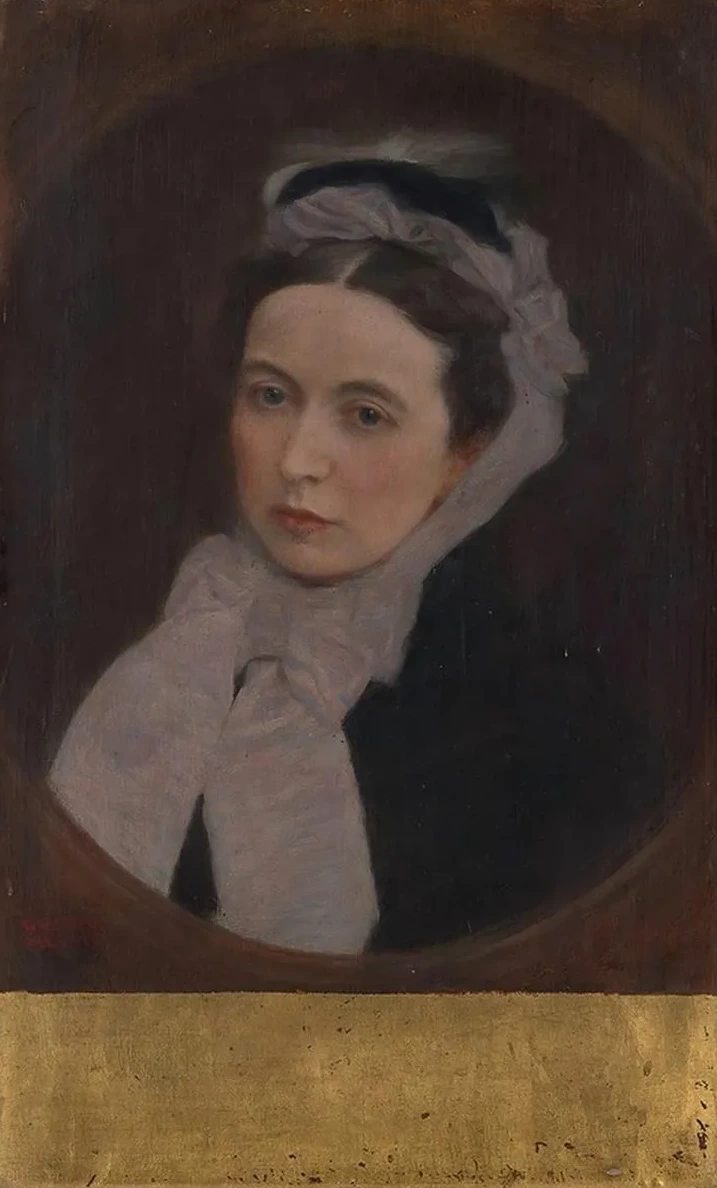 Dame Mit Lila Schal