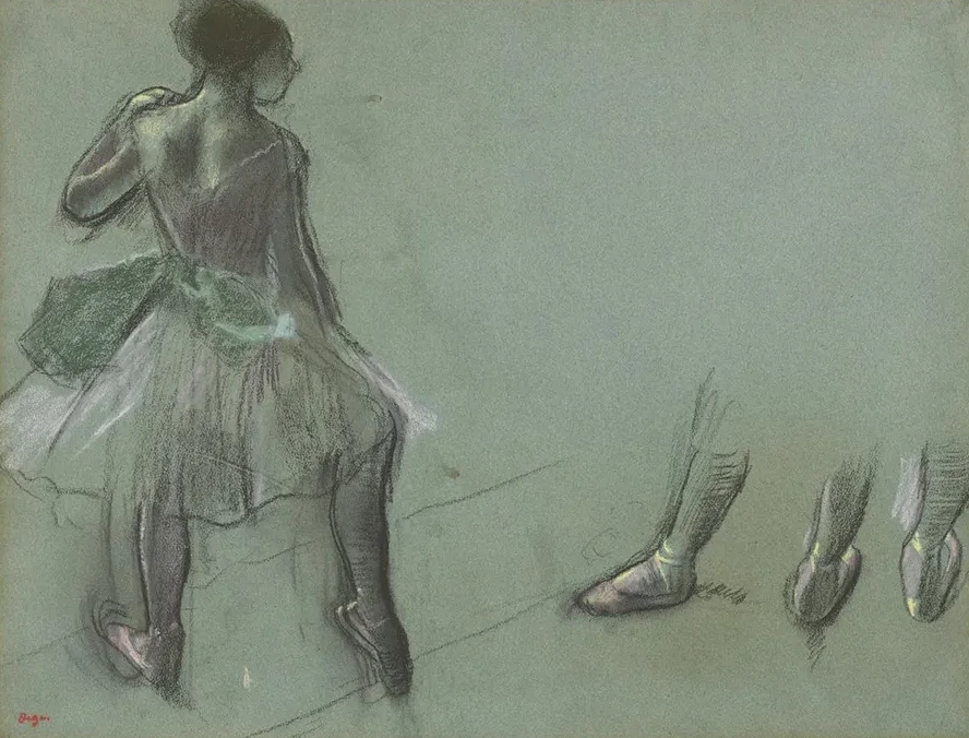 Dancer Seen from Behind and Three Studies of Feet