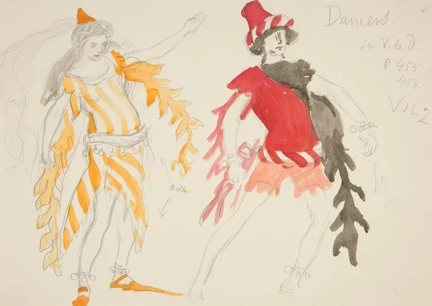 Dancers, costume sketch for Henry Irving's Planned Production of King Richard II