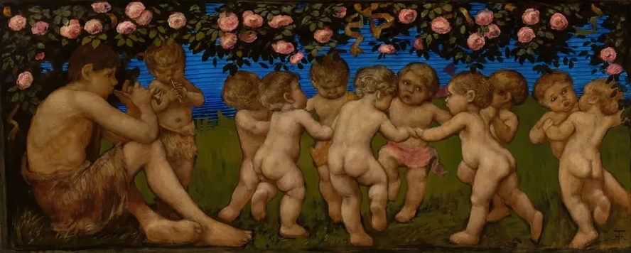 Dancing Putta with a Garland of Roses