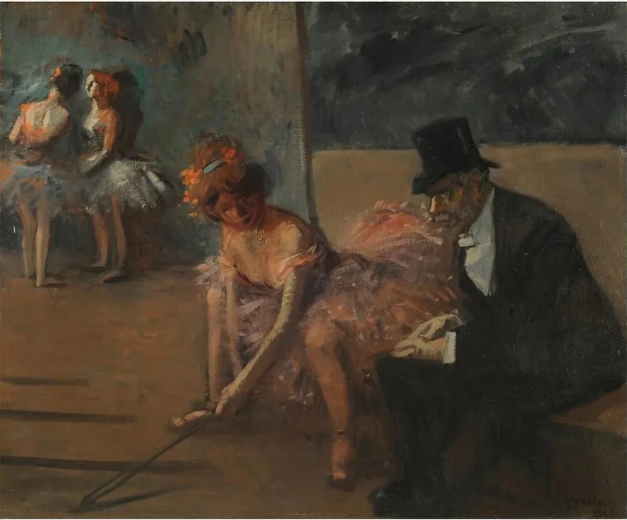 Danseuse et Admirateur Derri Re la Sc Ne