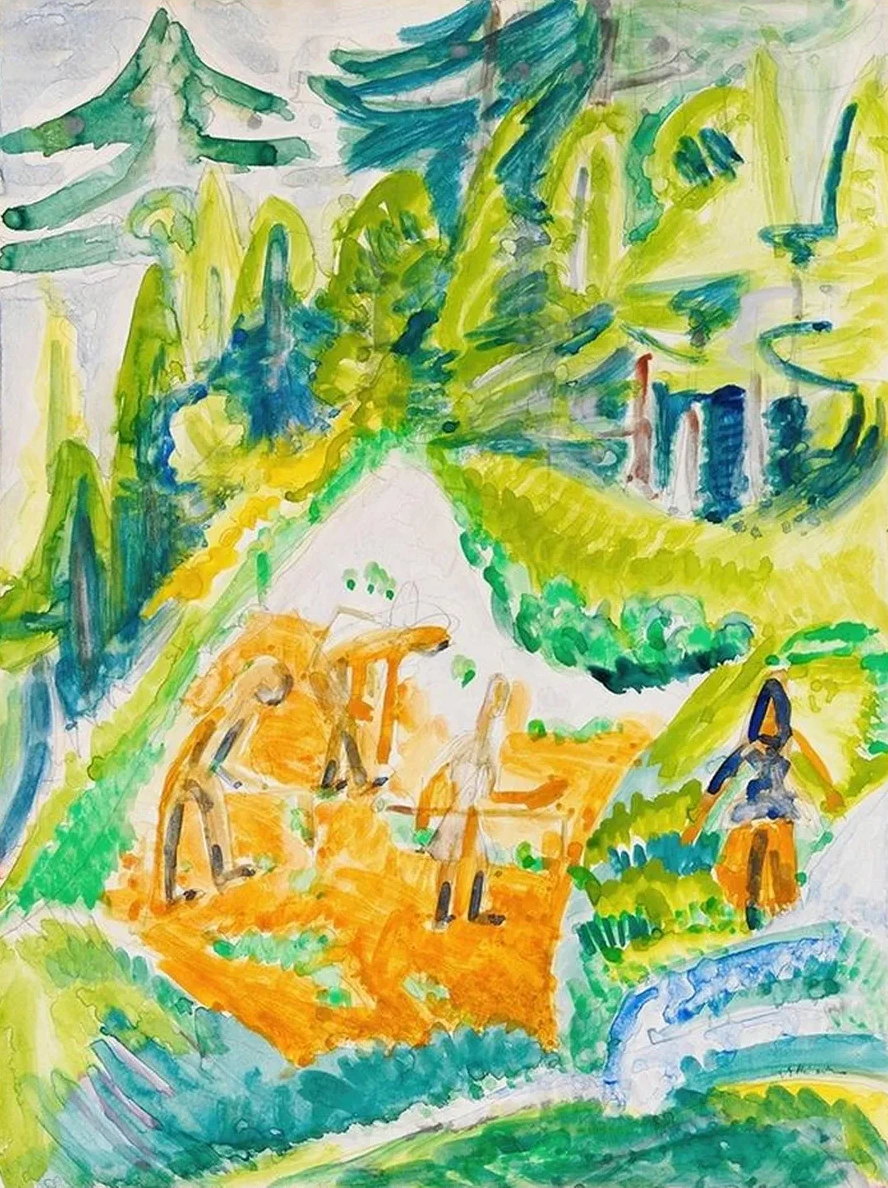 Davoser Landschaft Mit Bergbauern