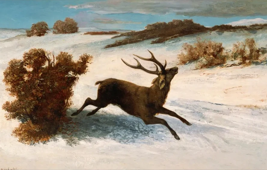 Deer Running in the Snow
