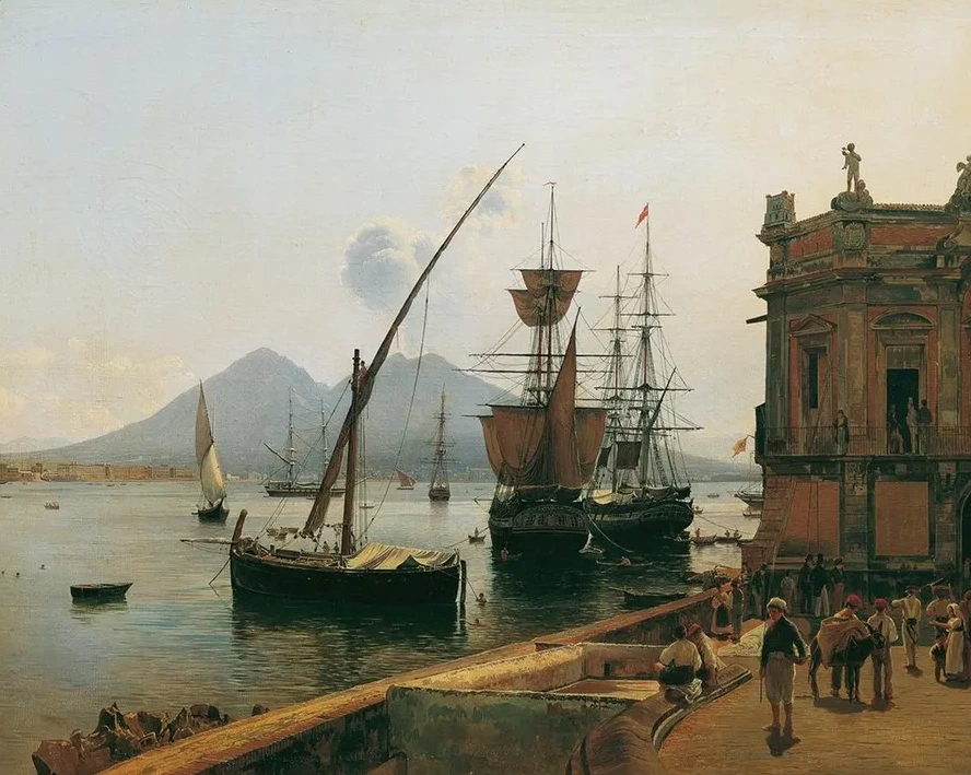 Der Hafen von Neapel mit Vesuv