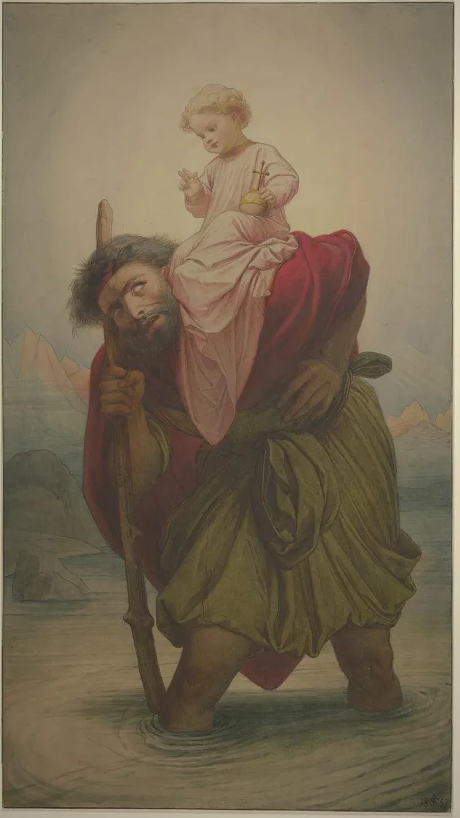 Der Heilige Christophorus Mit Dem Jesuskind IM Flu, 1857