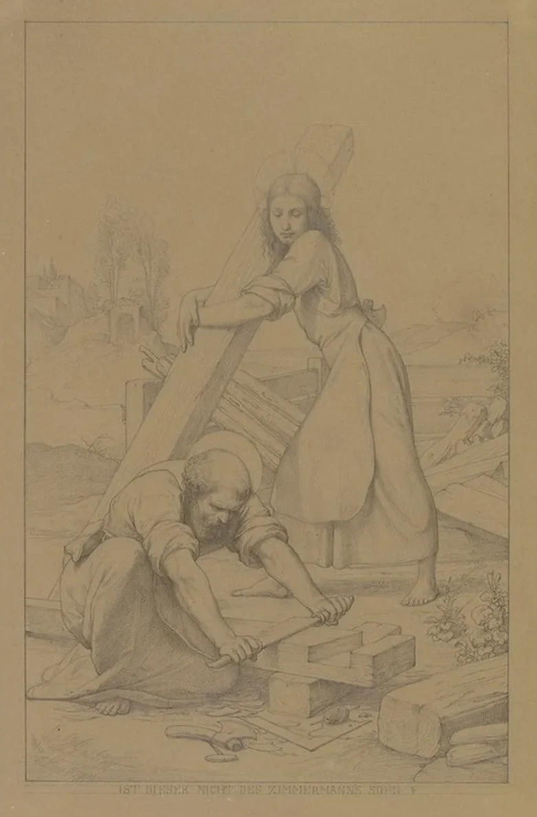 Der Heilige Joseph und Jesus als Zimmerleute