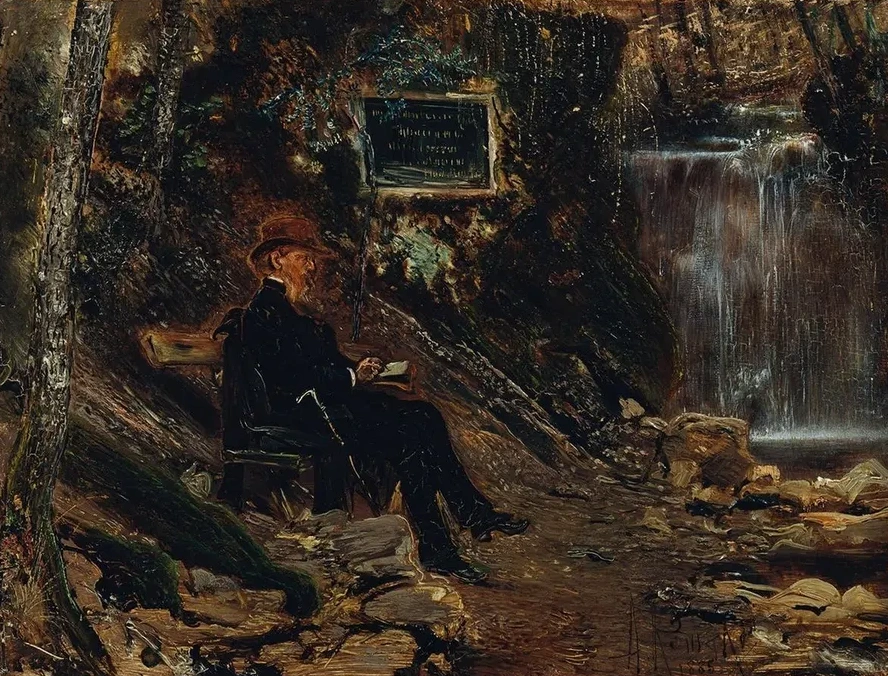Der Schriftsteller Hermann Rollett Am Wasserfall