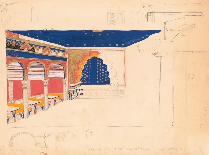 Design Drawing for a Restaurant (madrillon Restaurant), Washington, D.C. Interior Perspective of Arcade and