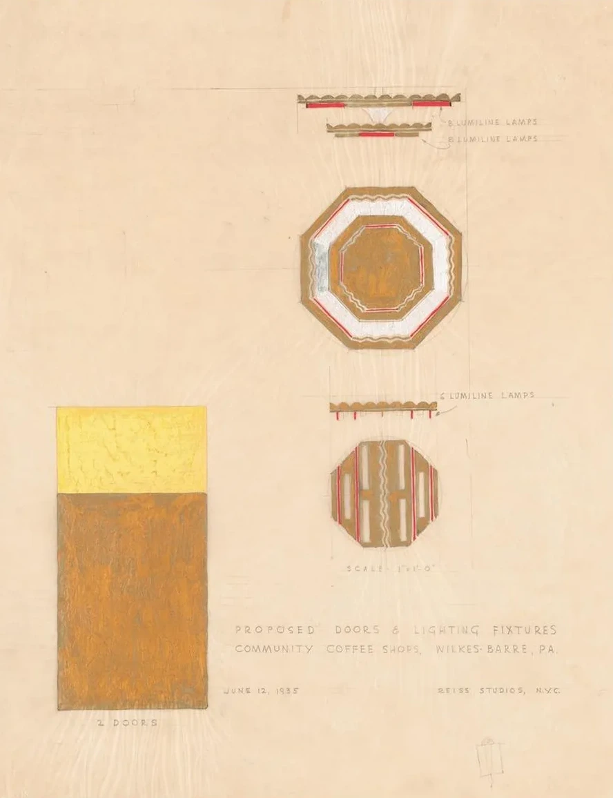 Design Drawings for Community Coffee Shops, Wilkes - Barre, PA. Proposed Doors and Lighting Fixtures, Lumiline L