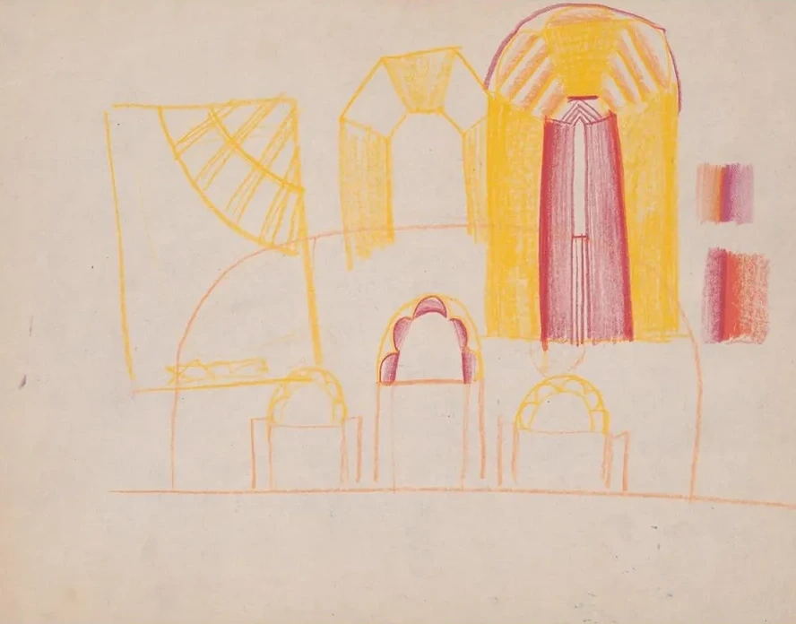 Design Drawings for Miscellaneous Interiors, Some Possibly Related to the Hotel St. George, New York, NY. Sket
