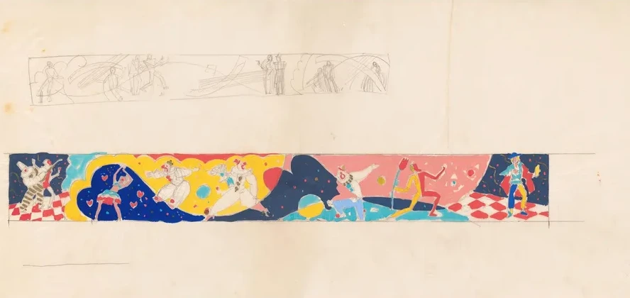 Design for Mural in Unidentified Bar or Restaurant. Study for Mural
