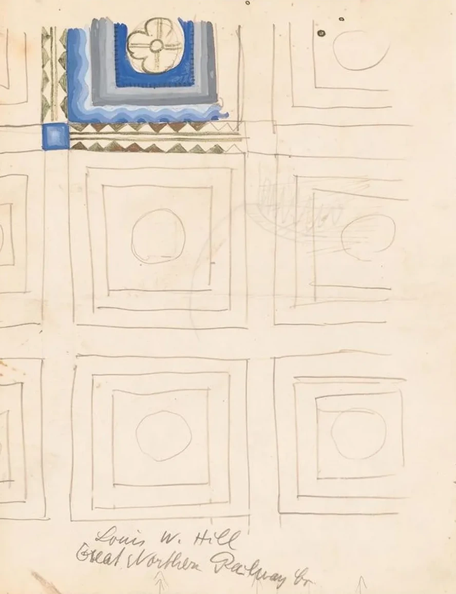 Design for Reflected Ceiling Plan. Partially Colored Drawing for Ceiling Plan