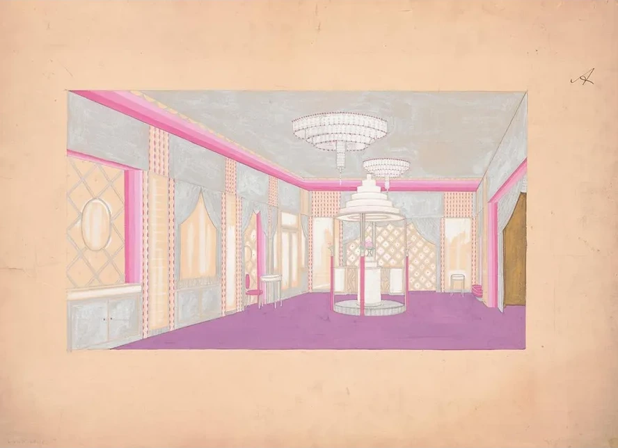 Design for the Lentheric Salon, Fifth Ave. & 58th St., Savoy - Plaza Hotel, New York, NY. Perspective rendering
