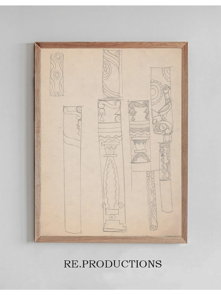 Design sketches for Crillon Restaurant, New York, NY. Details of columns