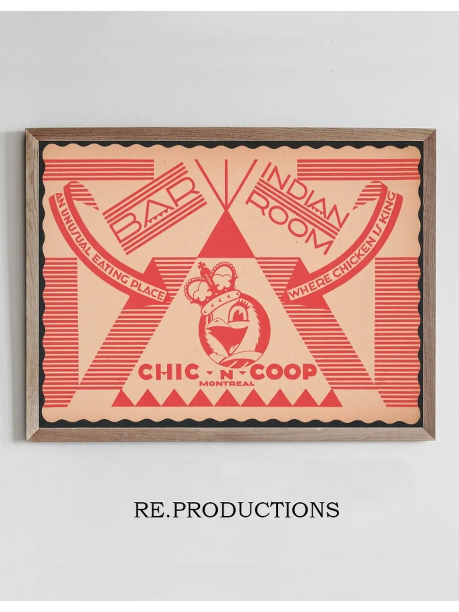Designs for Indian Room, Chic - N - Coop Restaurant, Montreal, Canada. Placemat Design with Chicken Character Wear